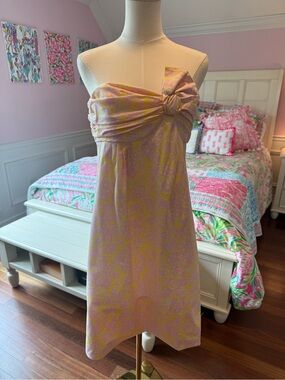 Beautiful Lilly Pulitzer Pink and Yellow Strapless Dress